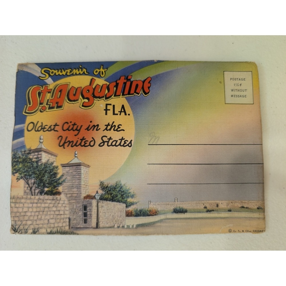 Vintage St. Augustine FL Souvenir Postcard Folder – Fort Marion, Oldest City - Picture 1 of 7